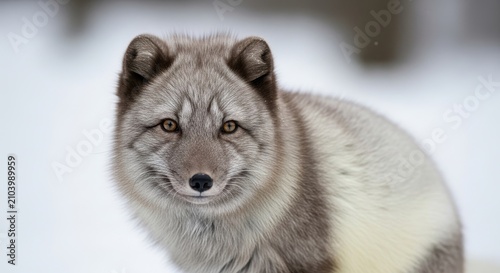 Arctic Fox in Snowy Winter Habitat.