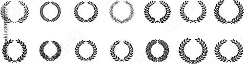Laurel Wreath Vector Collection with Olive Leaf Frames, Award Badge Borders, Victory Emblems, Outline and Silhouette Design Set