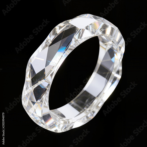 Luxury Faceted Crystal Glass Loop Abstract Design Element