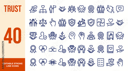 Foto Trust icon set. Editable line icons. Vector illustration.