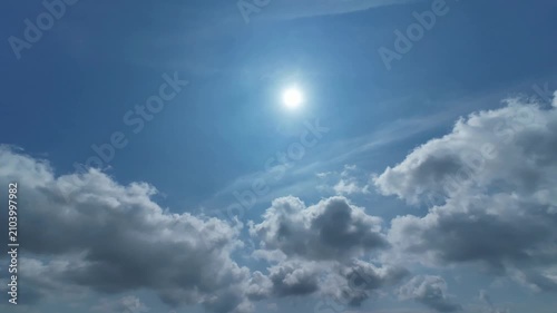 流れる雲と太陽