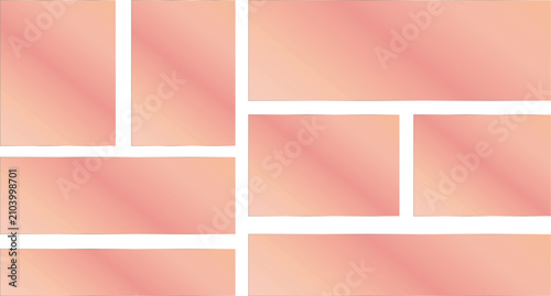 Pink gradient moodboard template with empty frames geometric collage layout for social media, photo gallery grid, minimalist pastel pink background design