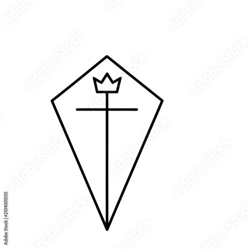 Black and white symbol with crown and cross
