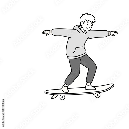 Boy riding a skateboard