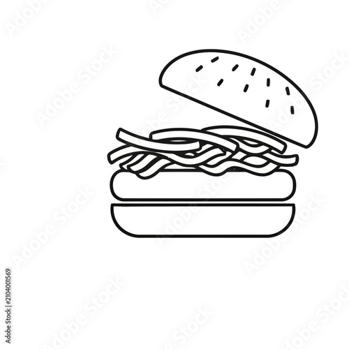 Burger and fries line art