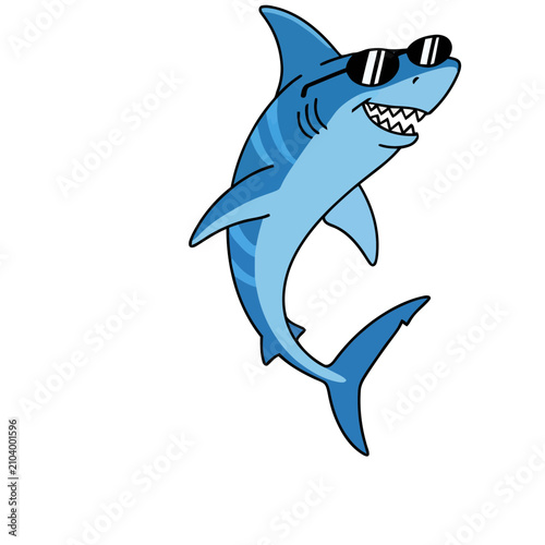 Cartoon Shark Wearing Sunglasses