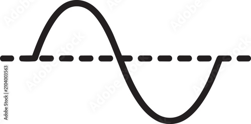 Photos Mathematical sine wave crossing dotted center axis outline icon editable vector