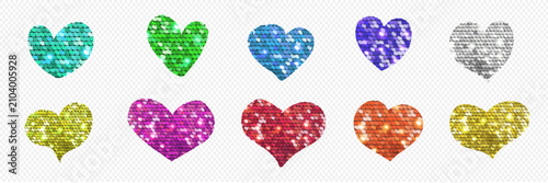Foto Glitter cut out hearts for scrapbook set