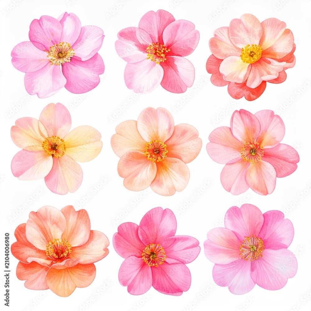 Fototapeta premium Vibrant Pink Orange Flower Grid