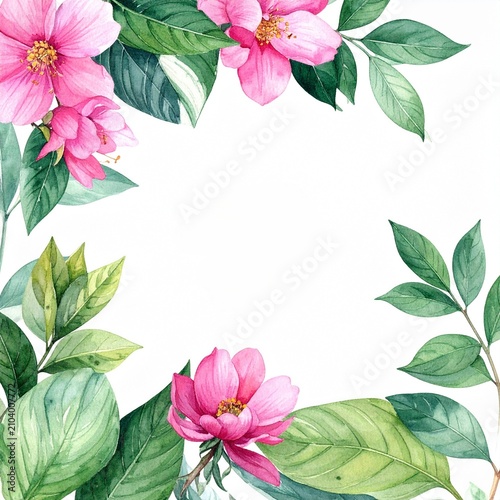 Vibrant Pink Flowers Framing White Center