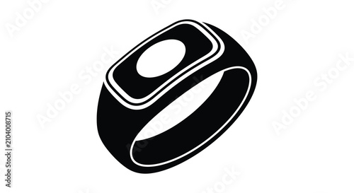 Fotografía Black wristband with oval cutout a stark white background silhouette