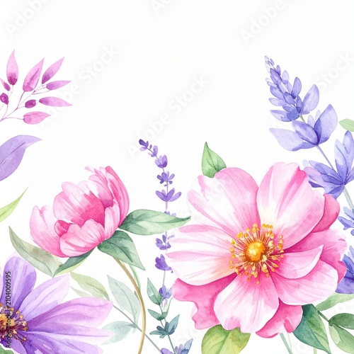 Vibrant Pink Peony and Purple Lavender Floral Arrangement