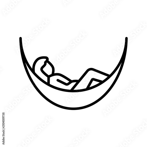 фотографія An outline icon showing a person lounging peacefully on a suspended hammock