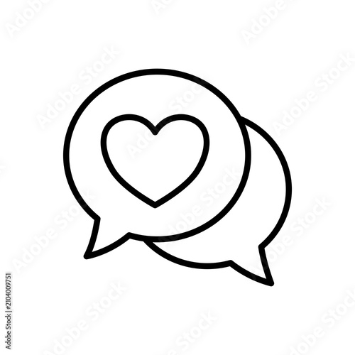 Obraz na płótnie An elegant line icon featuring two overlapping conversation bubbles that enclose a neat heart symbol