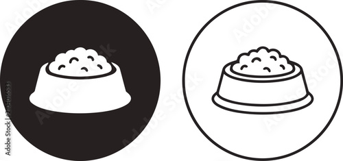 Konstfotografi Pet Food Bowl Icons Collection Solid Line Style Vector for Animal Care Design Se