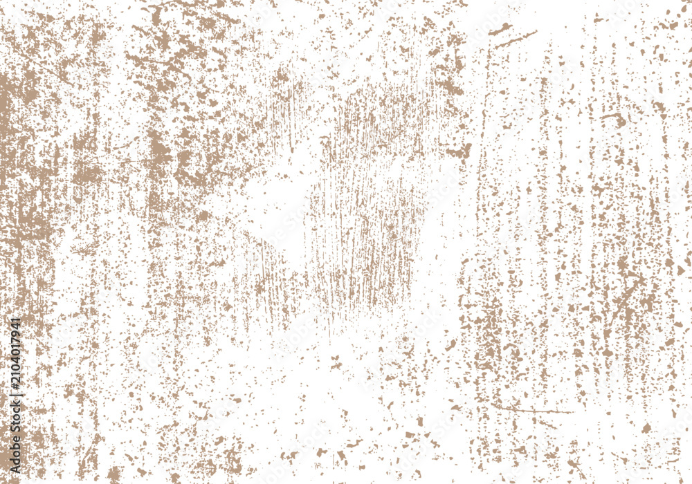 Fototapeta premium Distressed beige grunge overlay texture background with scratches and splatters on white
