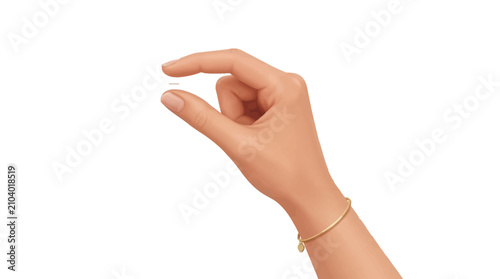 3d vector ilustrasi Woman hand showing small size gesture with fingers. isolated white