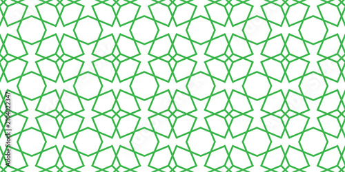 Quadro su tela Abstract Islamic geometric background with elegant green arabesque pattern and modern minimalist premium Ramadan greeting card template
