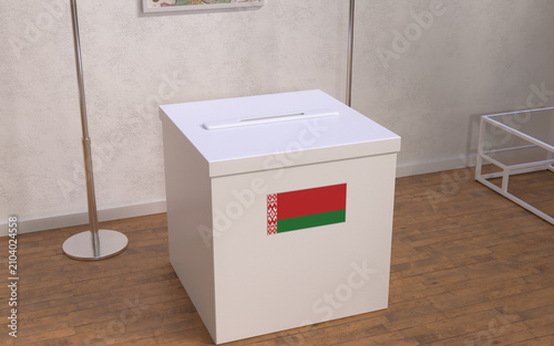 Принти на полотні Ballot Box with Belarus Flag Label in a Room