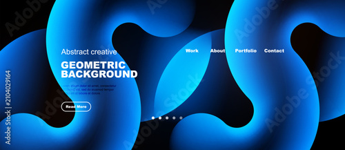 Abstract blue design. Geometric shapes create flowing background. Text highli...