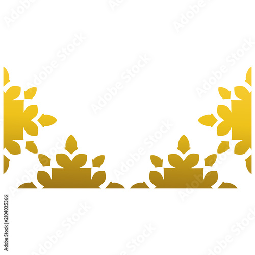 Elegant gold geometric floral border featuring symmetrical botanical flowers