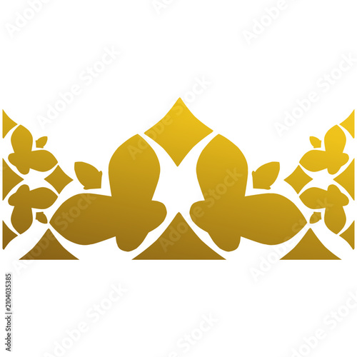 Elegant gold geometric floral border featuring symmetrical botanical flowers