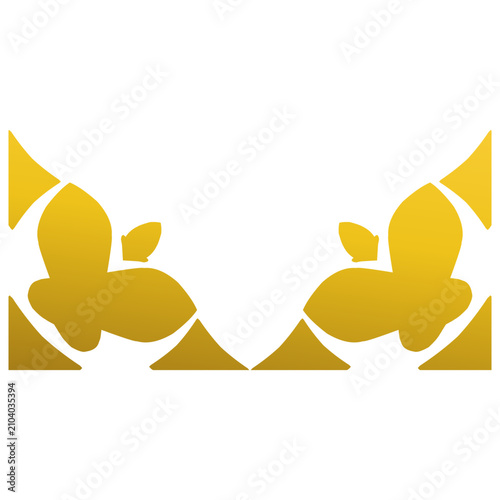 Elegant gold geometric floral border featuring symmetrical botanical flowers