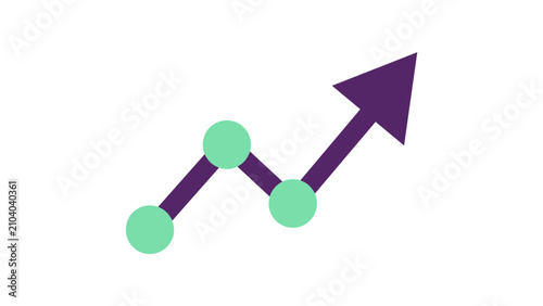 Vector illustration of node icon representing connected business growth with a line graph and arrow, on a white background
