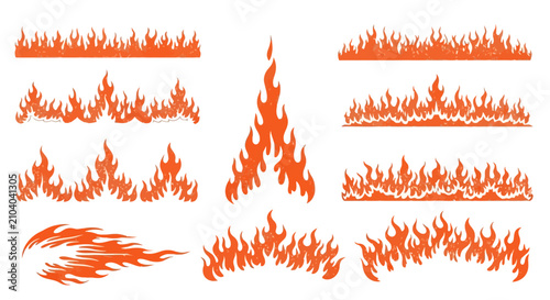 фотографія Set of Stylized Fire Flame Borders and Elements for Dynamic Graphic Design Proje