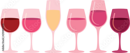 Cuadro en lienzo Wine glass flat vector illustration