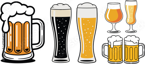 Quadro su tela Beer collection flat vector illustration