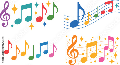 Fotografía Musical notes flat vector illustration