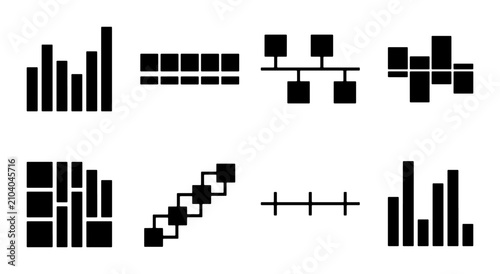 Fotografie Minimalist Bar Chart Icons, Data Visualization Elements, Simple Graph Symbols, B