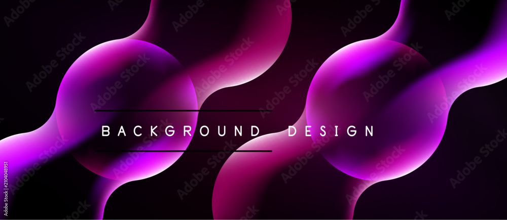 Naklejka premium Abstract fluid shapes, vibrant magenta hues, dark background. Modern design element for digital projects, presentations. Smooth gradients create depth.