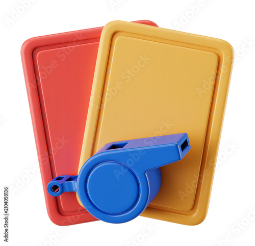 Premium 3D Soccer Penalty Cards with Whistle Symbol for Football Referee Concept