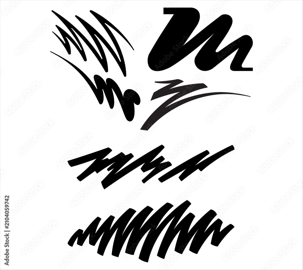 Fototapeta premium Set of black handdrawn marker strokes, brush strokes, scribble elements, and ink lines
