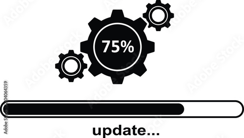 Update process icon with loading bar and gears