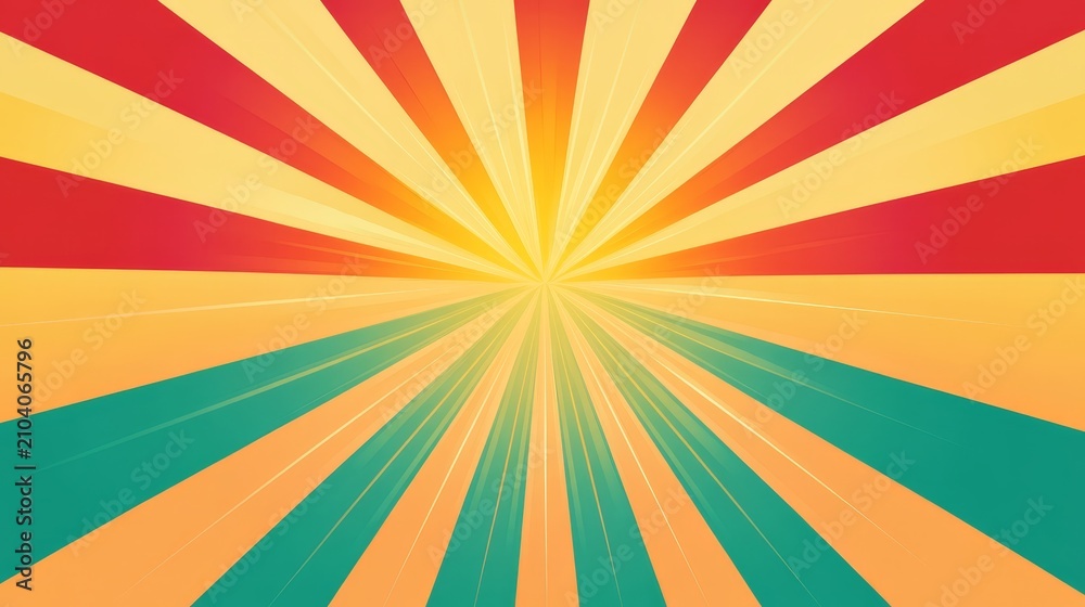 Obraz premium Retro style colorful sunburst background with vibrant radial rays and warm sunlight effect pattern design for graphic elements