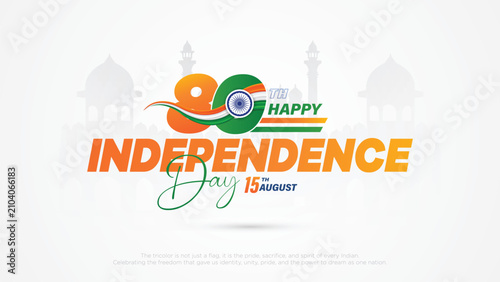 80th India Independence Day Typography Poster With Tricolor Ashoka Chakra Design