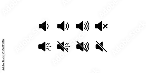 Konstfotografi Speaker volume control icon set including mute and sound waves for user interfac