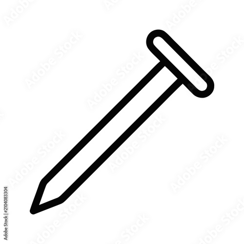 Simple Outline Drawing of a Pointed Metal Fastener Object Icon