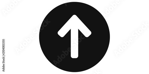 Cuadro en lienzo Black Upward Arrow Icon in Circle Isolated on Transparent Background