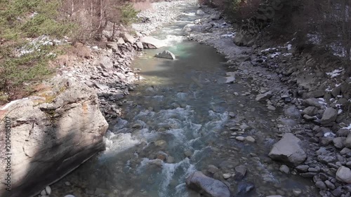 Caucasus, North Ossetia. Digoria Gorge. A turbulent mountain river.
