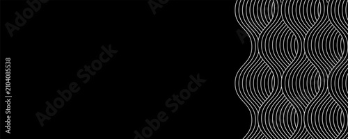 Fotografía Seamless wavy abstract lines vector on black background.
