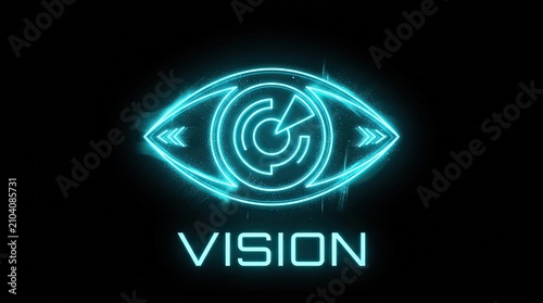 Futuristic Neon Eye Vision Concept. Digital Technology AI Cybersecurity Icon