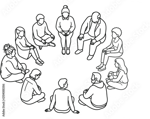 People sitting in a circle engage in a collaborative group discussion while brainstorming ideas in an office setting, providing a structured environment that encourages team communication.