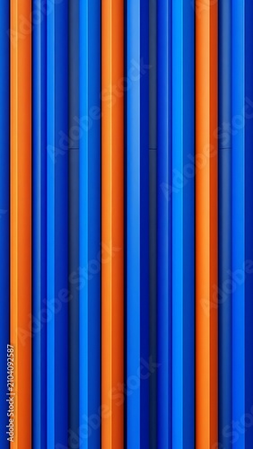 Vibrant Blue and Orange Vertical Stripes Pattern.