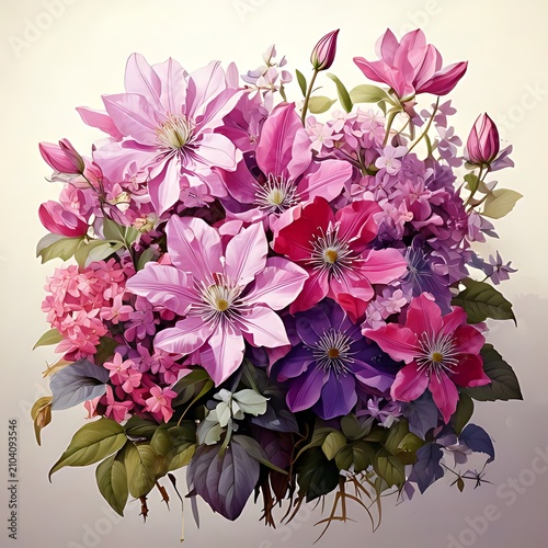 Vibrant Bouquet of Pink and Purple Flowers.