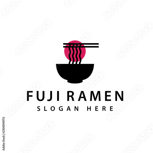 Delicious ramen restaurant menu logo design vector