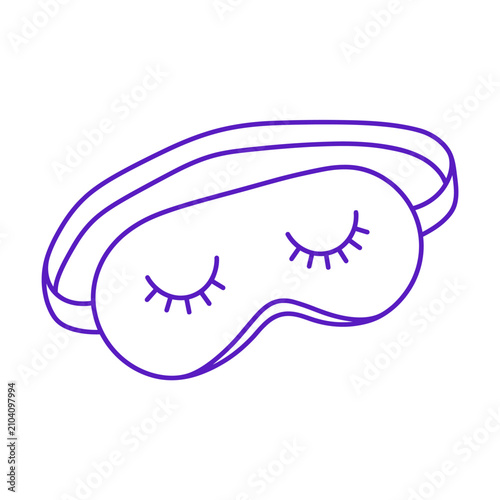 Simple purple line art of a sleeping mask with closed eyes